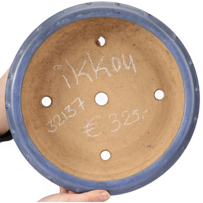 Pot à bonsaï rond bleu par Ikkou - 280 x 280 x 75 mm