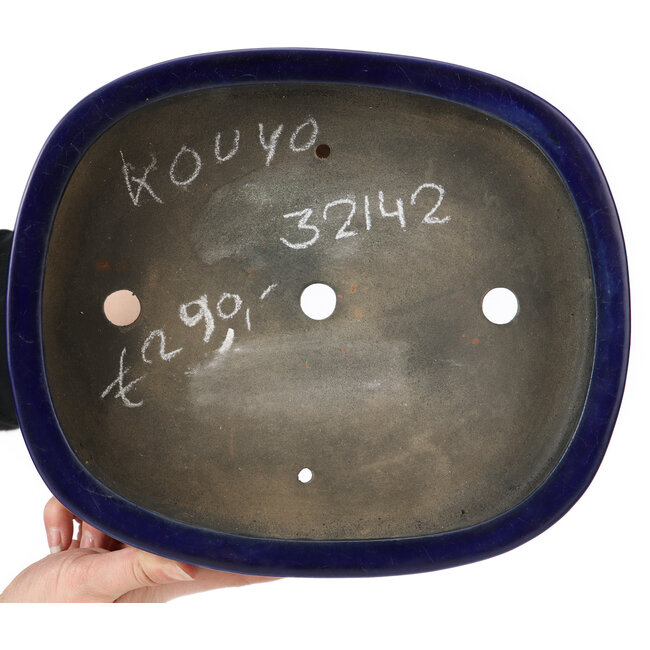 Rectangular blue bonsai pot by Koyou - 280 x 240 x 63 mm