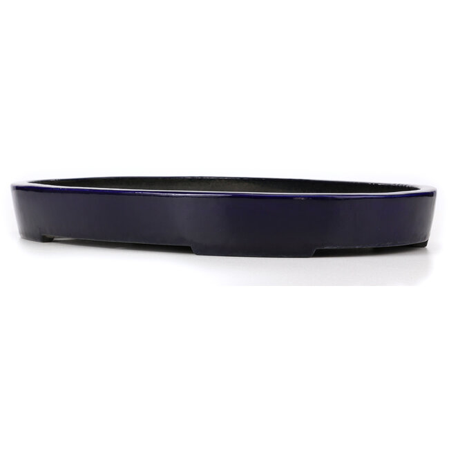 Oval blue bonsai pot by Koyou - 490 x 330 x 55 mm