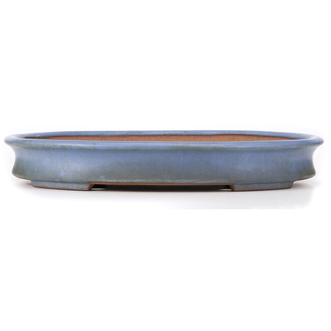 Oval blue bonsai pot by Yamafusa - 410 x 315 x 60 mm