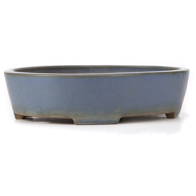 Oval blue bonsai pot by Yamafusa - 325 x 272 x 80 mm