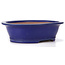 Oval blue bonsai pot by Reiho - 322 x 263 x 95 mm