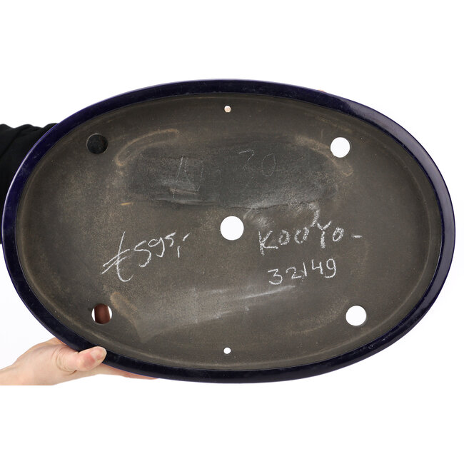 Oval blue bonsai pot by Koyou - 490 x 330 x 55 mm