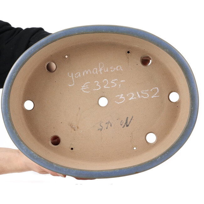 Vaso bonsai ovale blu di Yamafusa - 325 x 272 x 80 mm