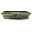 Pot à bonsaï vert ovale par Shuhou - 400 x 270 x 50 mm