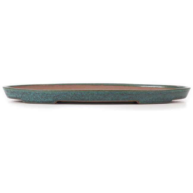 Pot à bonsaï ovale turquoise par Reiho - 445 x 290 x 33 mm