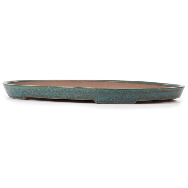Pot à bonsaï ovale turquoise par Reiho - 445 x 290 x 33 mm