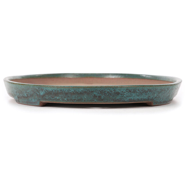 Oval turquoise bonsai pot by Reiho - 445 x 290 x 33 mm