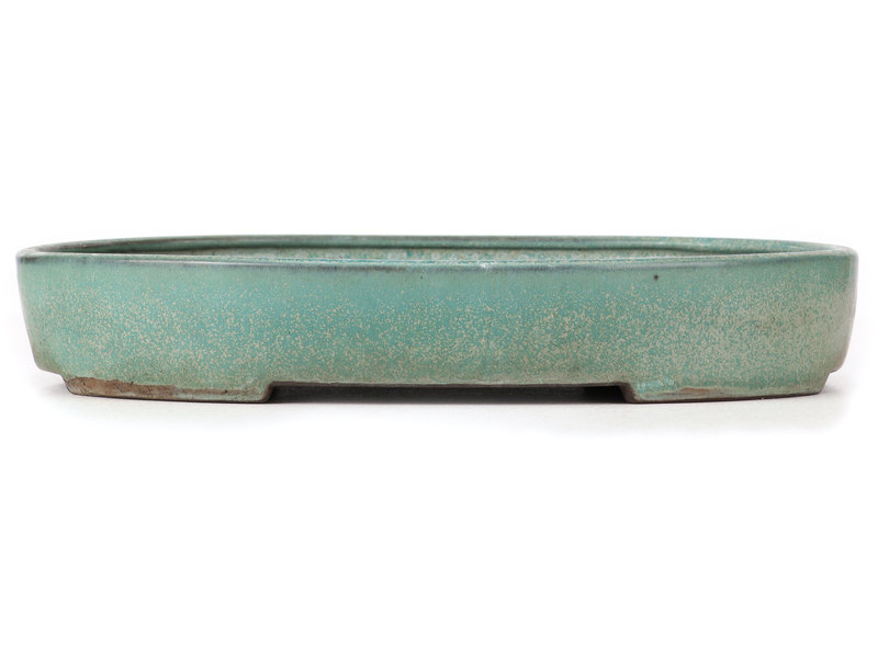 Tosui Oval turquoise bonsai pot by Tosui - 375 x 270 x 60 mm