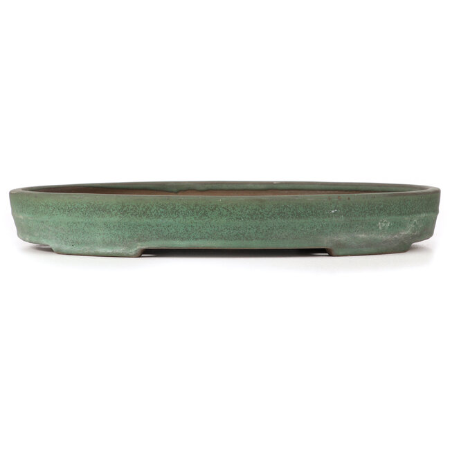 Oval green bonsai pot by Yamafusa - 403 x 310 x 55 mm