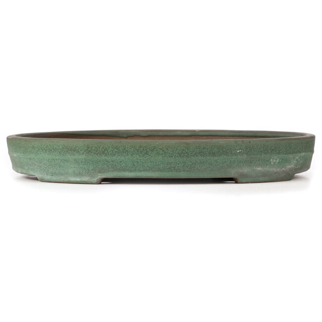 Ovale grüne Bonsaischale von Yamafusa - 403 x 310 x 55 mm