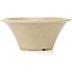 Ronde beige craquelé bonsaipot van Terahata Satomi Mazan - 260 x 260 x 104 mm