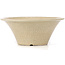 Ronde beige craquelé bonsaipot van Terahata Satomi Mazan - 260 x 260 x 104 mm