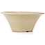 Round beige craquelé bonsai pot by Terahata Satomi Mazan - 260 x 260 x 104 mm