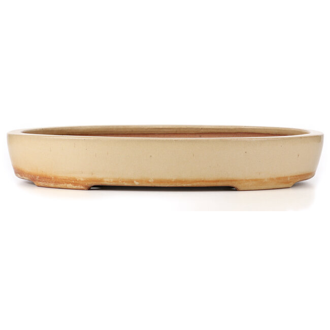 Oval beige bonsai pot by Reiho - 465 x 335 x 75 mm