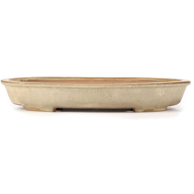 Pot à bonsaï ovale beige par Yamafusa - 408 x 313 x 63 mm