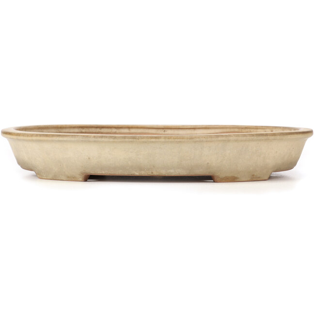 Oval beige bonsai pot by Yamafusa - 408 x 313 x 63 mm