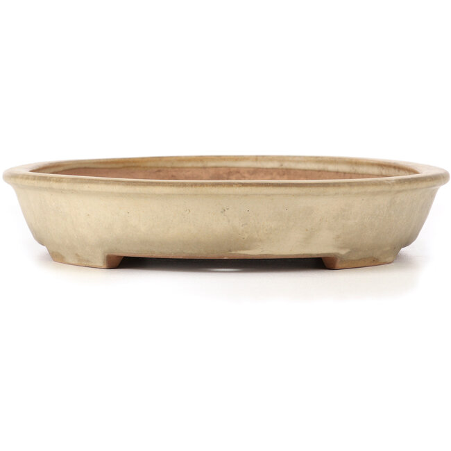 Maceta de bonsái ovalada beige de Yamafusa - 408 x 313 x 63 mm