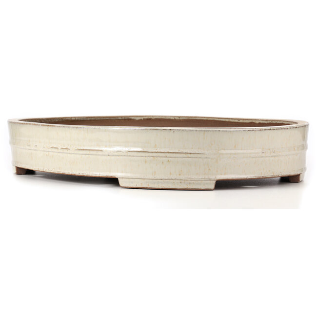 Vaso bonsai ovale bianco sporco di Haru Matsu - 570 x 420 x 92 mm