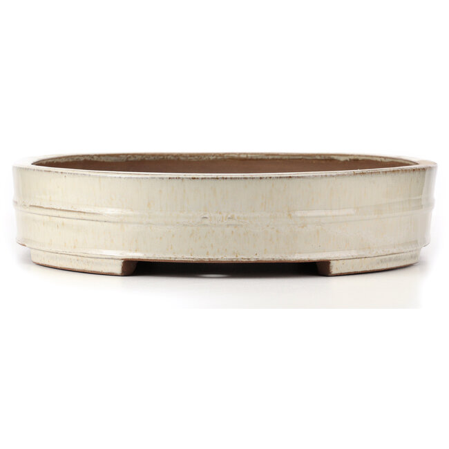 Ovale cremefarbene Bonsaischale von Haru Matsu - 570 x 420 x 92 mm