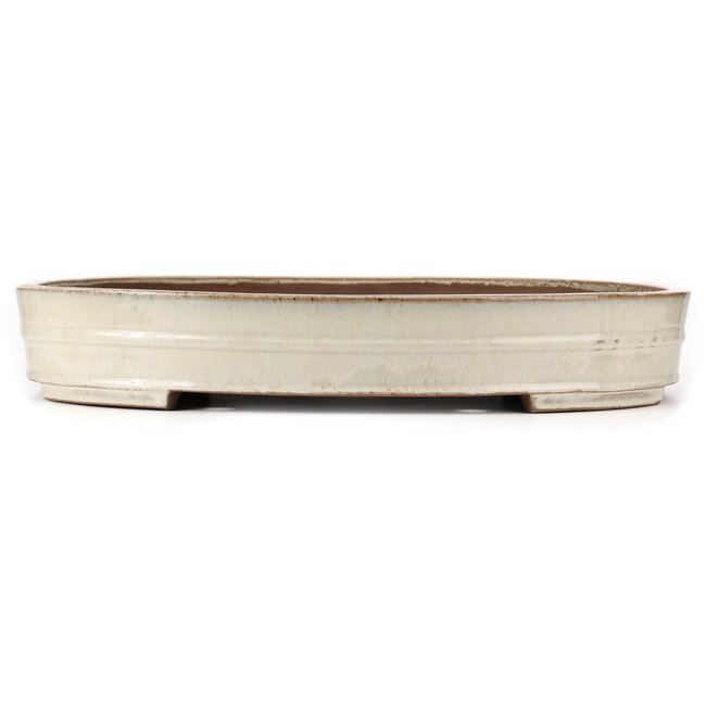 Ovale cremefarbene Bonsaischale von Haru Matsu - 570 x 420 x 92 mm
