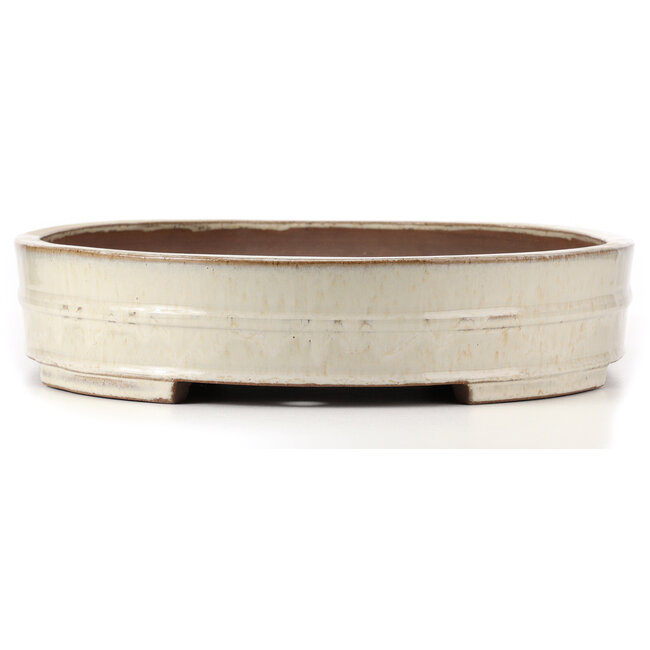 Ovale cremefarbene Bonsaischale von Haru Matsu - 570 x 420 x 92 mm