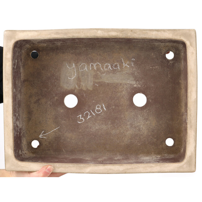 Vaso bonsai rettangolare beige di Yamaaki - 403 x 300 x 107 mm