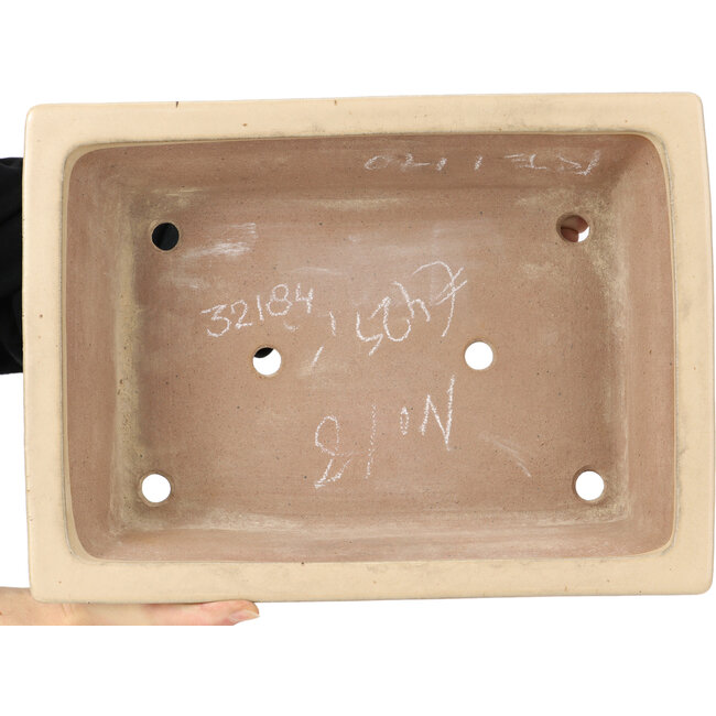 Rechteckige beige Bonsaischale von Reiho - 380 x 280 x 108 mm