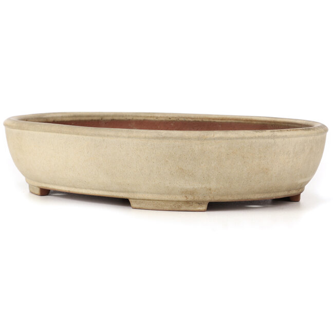 Oval off-white bonsai pot by Yamafusa - 465 x 350 x 100 mm