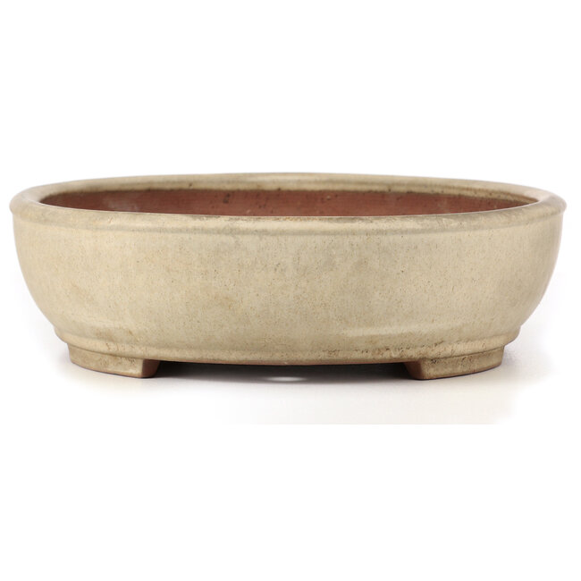 Pot à bonsaï ovale blanc cassé par Yamafusa - 465 x 350 x 100 mm