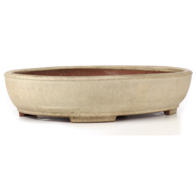 Pot à bonsaï ovale blanc cassé par Yamafusa - 465 x 350 x 100 mm