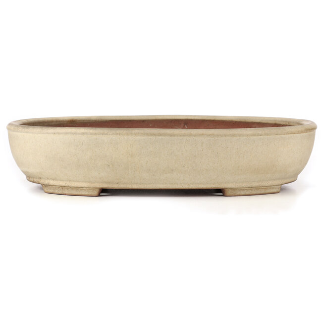 Pot à bonsaï ovale blanc cassé par Yamafusa - 465 x 350 x 100 mm
