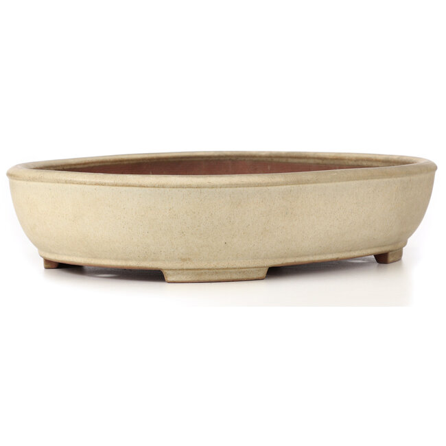 Ovale cremefarbene Bonsaischale von Yamafusa - 465 x 350 x 100 mm