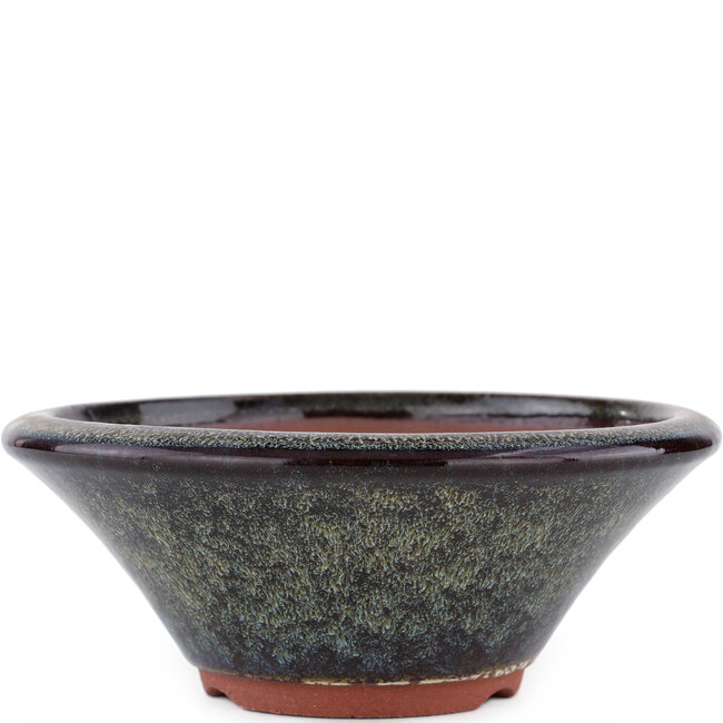 Vaso bonsai rotondo marrone di Eime Yozan - 170 x 170 x 65 mm