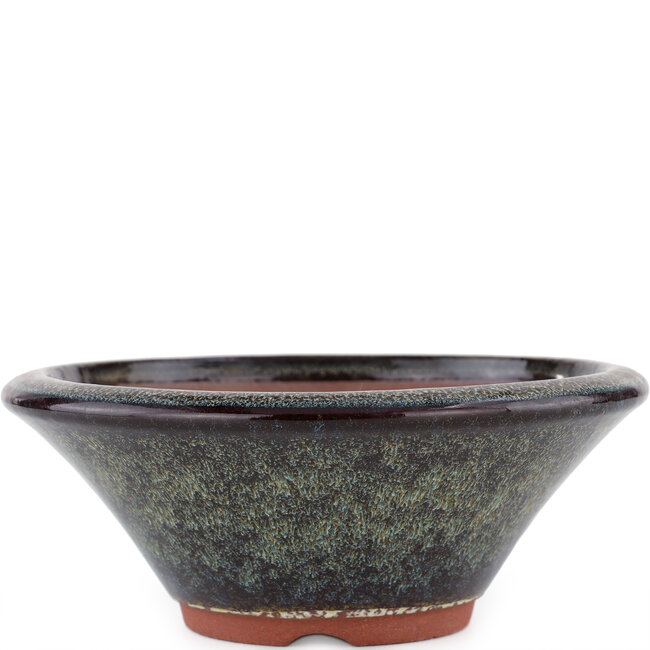 Pot à bonsaï rond marron par Eime Yozan - 170 x 170 x 65 mm