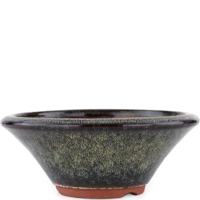 Pot à bonsaï rond marron par Eime Yozan - 170 x 170 x 65 mm