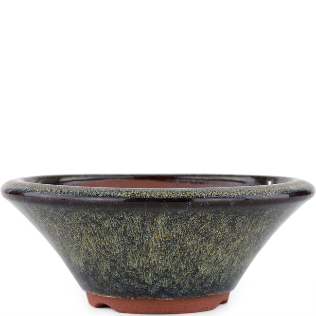 Pot à bonsaï rond marron par Eime Yozan - 170 x 170 x 65 mm