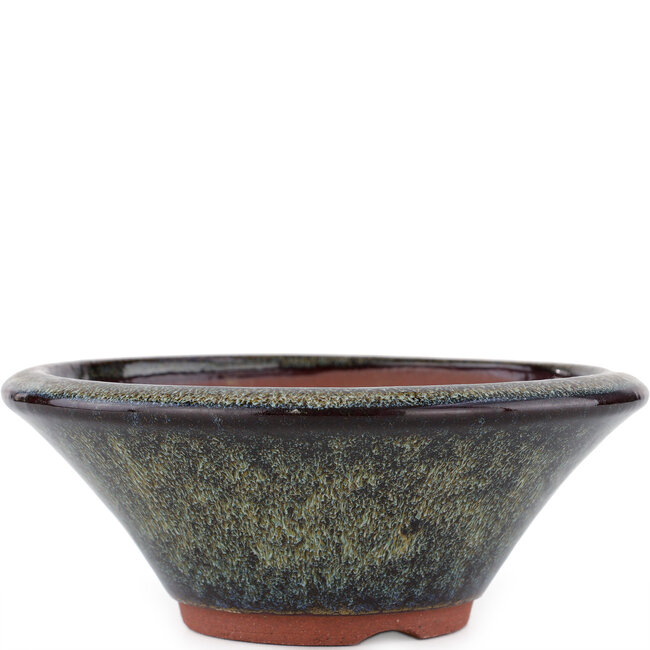 Maceta redonda para bonsái marrón de Eime Yozan - 170 x 170 x 65 mm