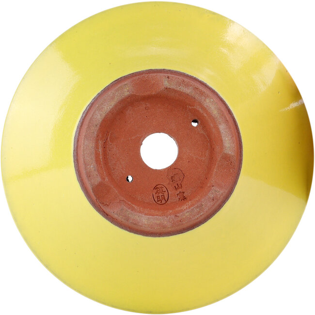Runder gelber Bonsaitopf von Eime Yozan – 170 x 170 x 65 mm
