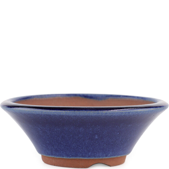 Ronde blauwe bonsaipot van Eime Yozan - 150 x 150 x 55 mm