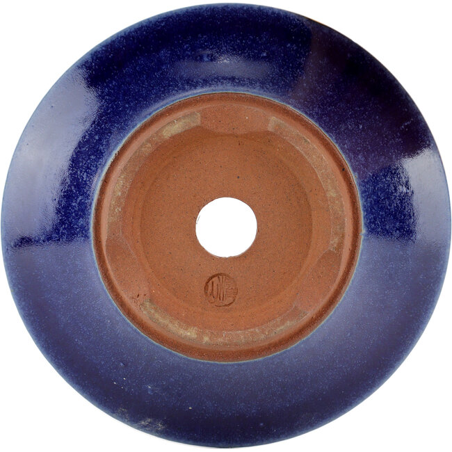 Ronde blauwe bonsaipot van Eime Yozan - 150 x 150 x 55 mm