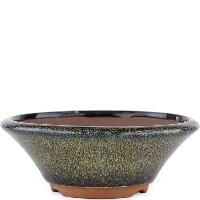 Vaso bonsai rotondo marrone di Eime Yozan - 150 x 150 x 55 mm