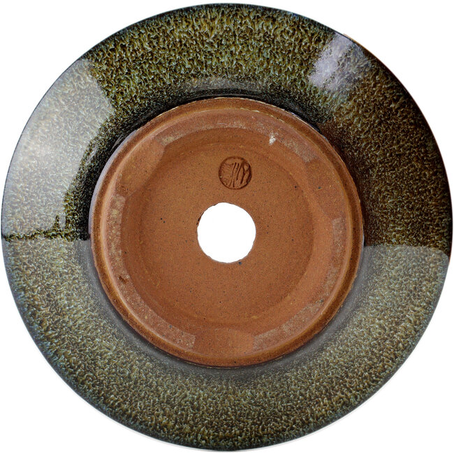 Round brown bonsai pot by Eime Yozan - 150 x 150 x 55 mm