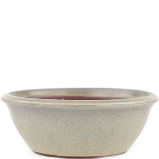 Eimei ( Yozan kiln) 145 mm gebroken witte bonsaipot van Eime Yozan, Tokoname, Japan