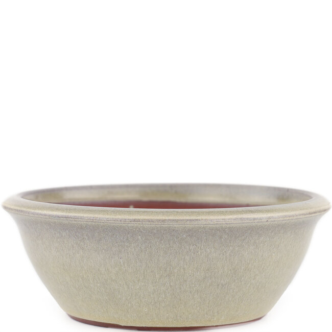 Pot à bonsaï rond blanc cassé par Eime Yozan - 145 x 145 x 50 mm