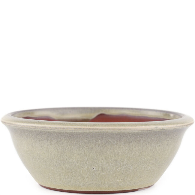 Vaso bonsai rotondo bianco sporco di Eime Yozan - 145 x 145 x 50 mm