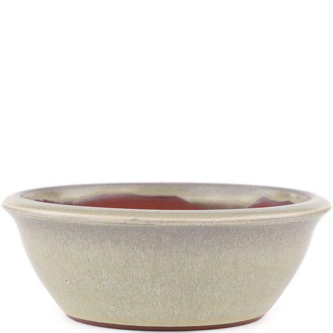 Vaso bonsai rotondo bianco sporco di Eime Yozan - 145 x 145 x 50 mm