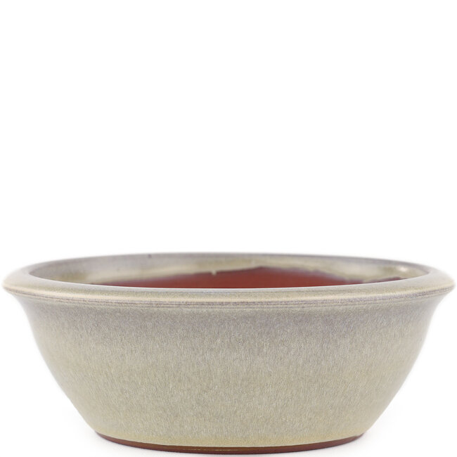 Vaso bonsai rotondo bianco sporco di Eime Yozan - 145 x 145 x 50 mm