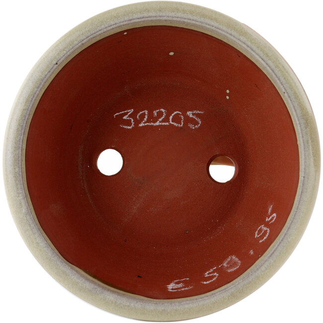 Runder cremefarbener Bonsaitopf von Eime Yozan – 145 x 145 x 50 mm