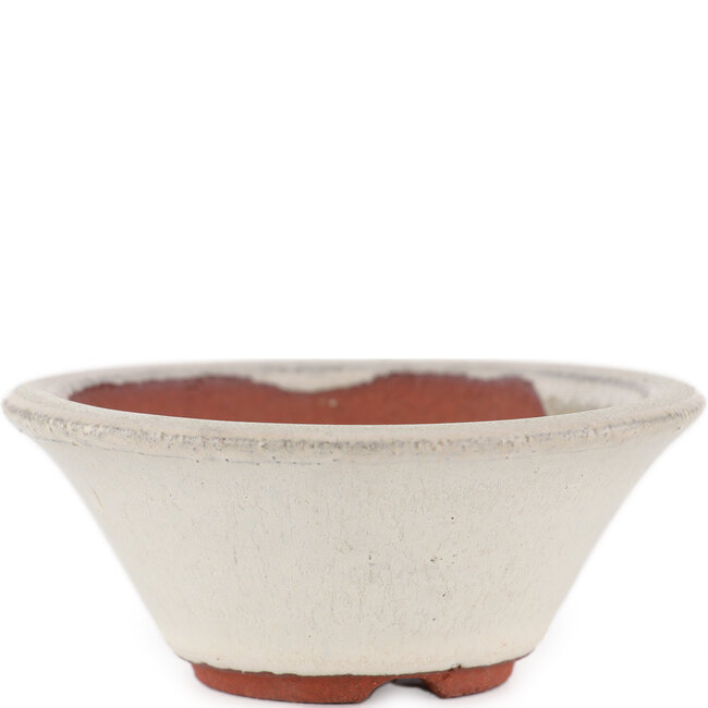 Pot à bonsaï rond blanc cassé par Eime Yozan - 100 x 100 x 40 mm